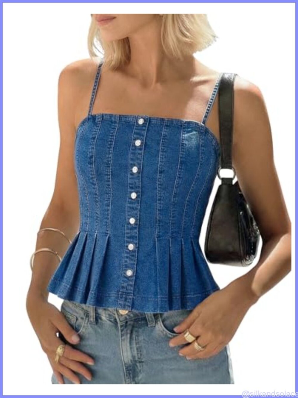 Denim Corset Tank Top Sleeveless Jean Vest Country Concert Outfit